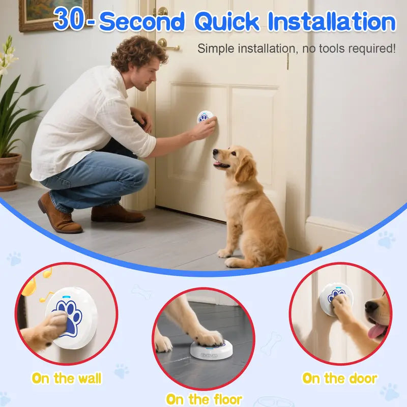 Chunhee Dog Potty Training Doorbell Kit - Chew-Proof, 36 Custom Sounds, 0-115Db Adjustable Volume, Touch Button, Potty Alert, Indoor & Outdoor Pet Supplies That Reduces Accidents