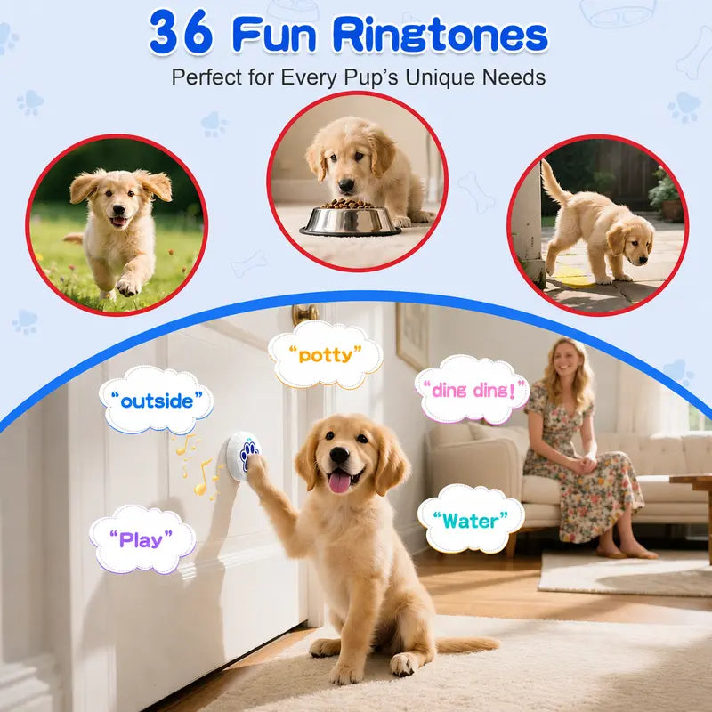 Chunhee Dog Potty Training Doorbell Kit - Chew-Proof, 36 Custom Sounds, 0-115Db Adjustable Volume, Touch Button, Potty Alert, Indoor & Outdoor Pet Supplies That Reduces Accidents